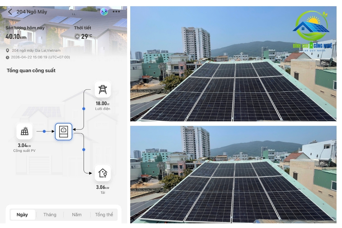 Hiệu quả thực tế sau khi lắp đặt hệ năng lượng mặt trời áp mái 9.7kwp