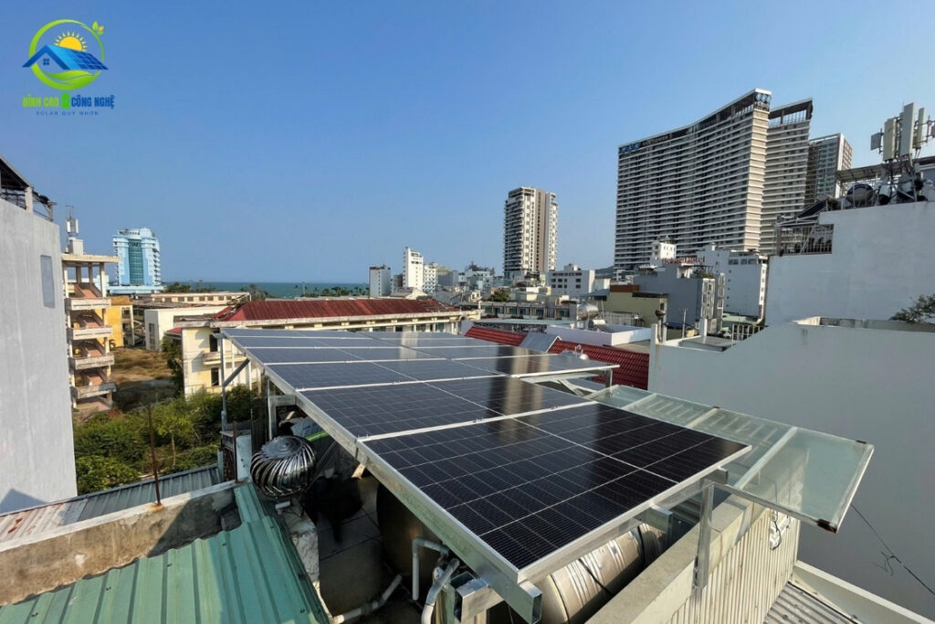 Hệ thống điện mặt trời hybrid 6.1kWp với 10 tấm pin mặt trời Hesita 610w, inverter Solis 6kW và pin lưu trữ lithium 16kWh