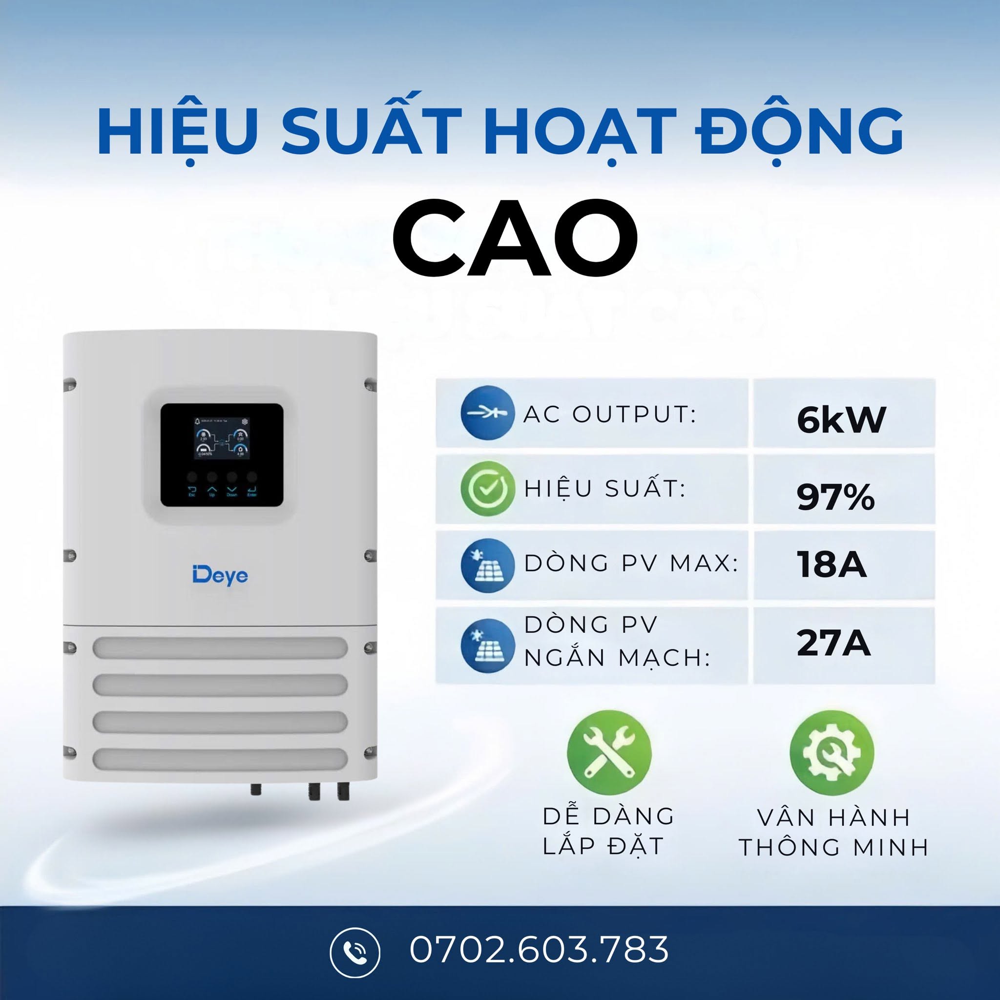 Biến tần Off-Grid Deye 6kW có hiệu năng mạnh mẽ