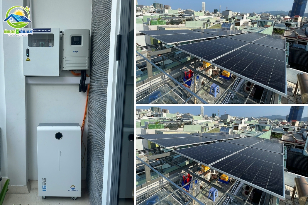Combo chủ chốt dự án điện mặt trời 7.3kWp tại 23 Nguyễn Bá Huân - Quy Nhơn