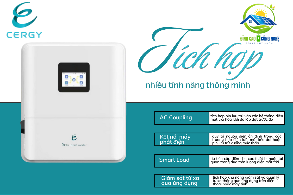 Biến Tần CERGY CR6K-HB 6kW 1 Pha tích hợp nhiều tính năng thông minh