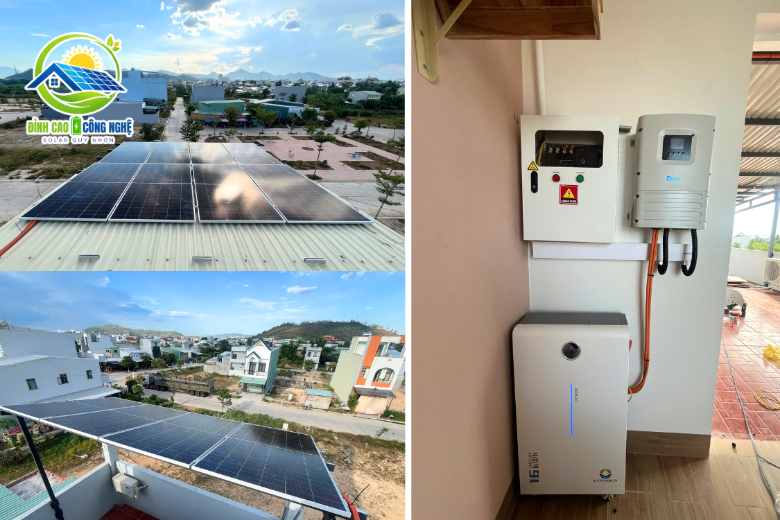 cấu hình điện năng lượng mặt trời 7.32kwp tại Coffee Đào Tây tuy phước