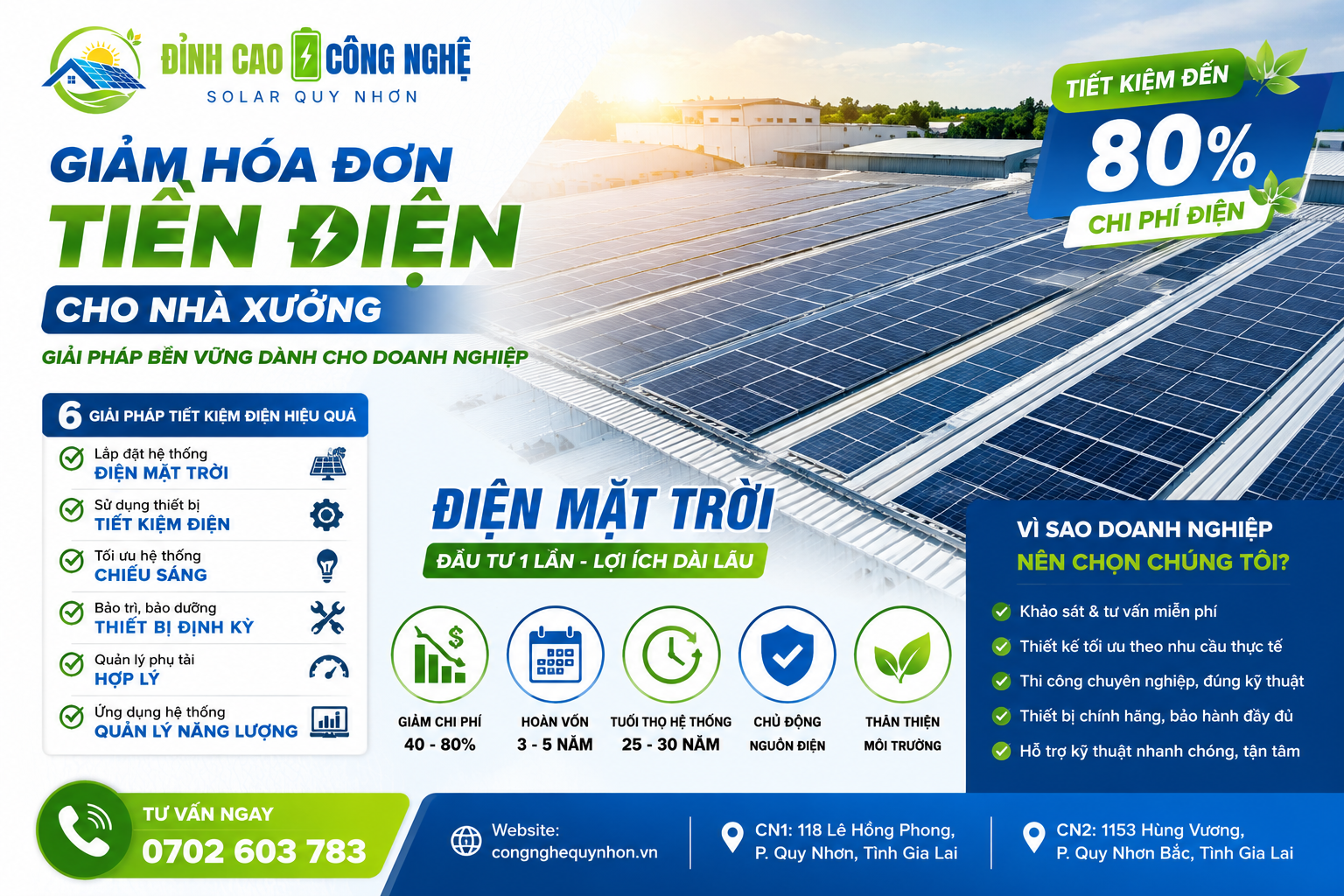 giảm hóa đơn tiền điện cho nhà xưởng bằng cách nào