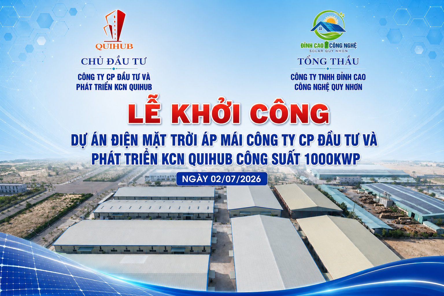 lễ khởi công dự án dự án điện mặt trời áp mái 1000kWp tại Công ty Cổ phần Đầu tư và Phát triển KCN QuiHub