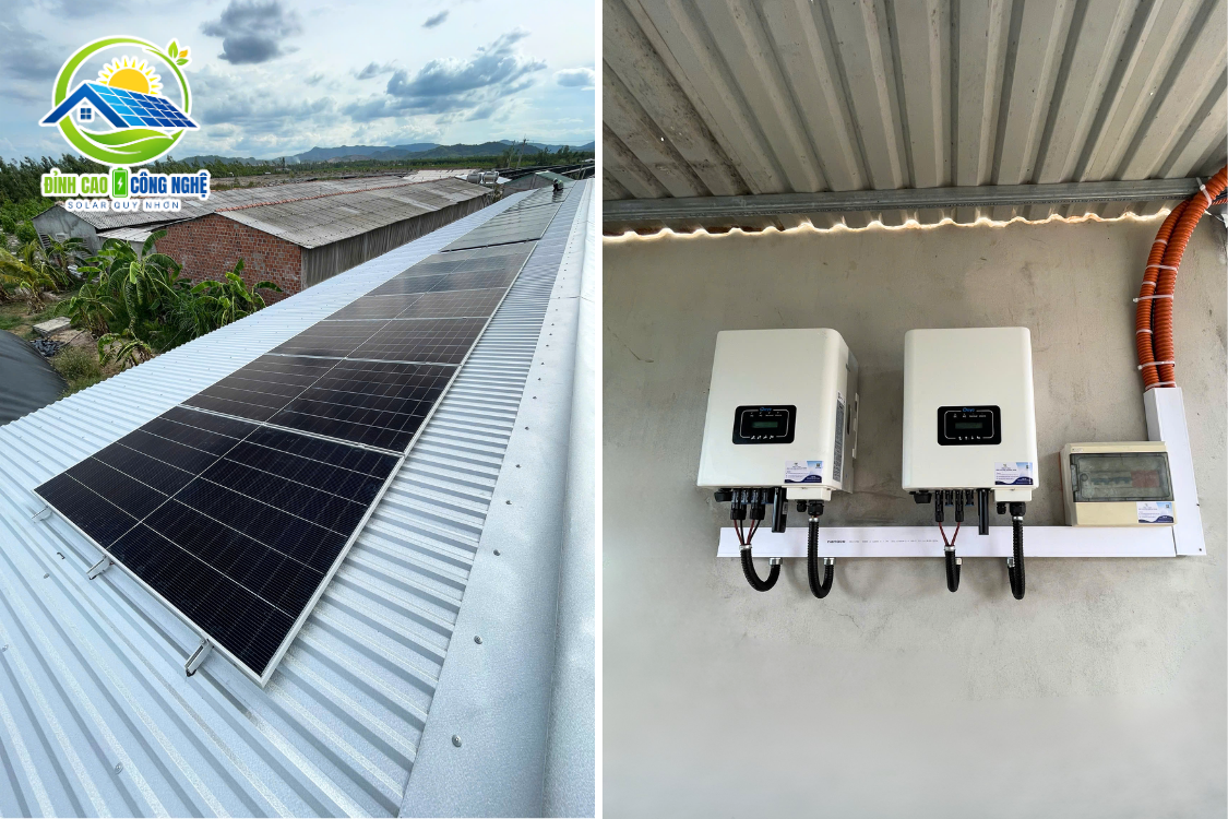 cấu hình hệ thống điện mặt trời 20kwp tại trại heo hòa hội phù cát