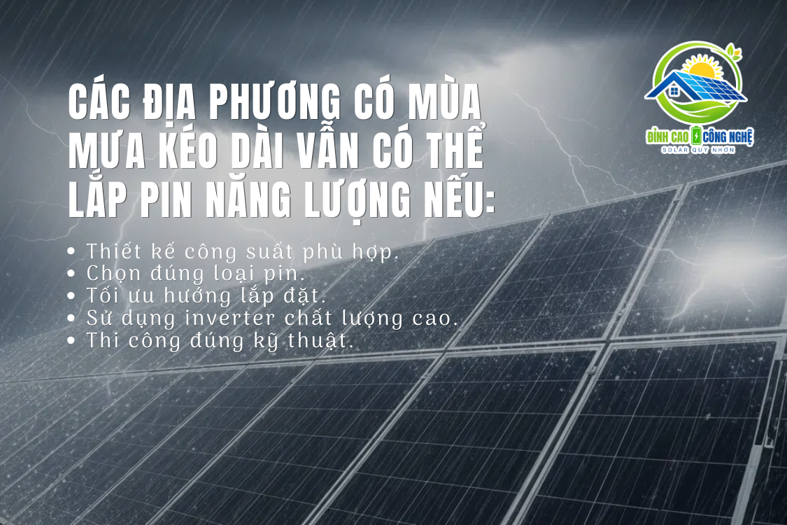 Có nên lắp điện mặt trời ở khu vực thường xuyên mưa?