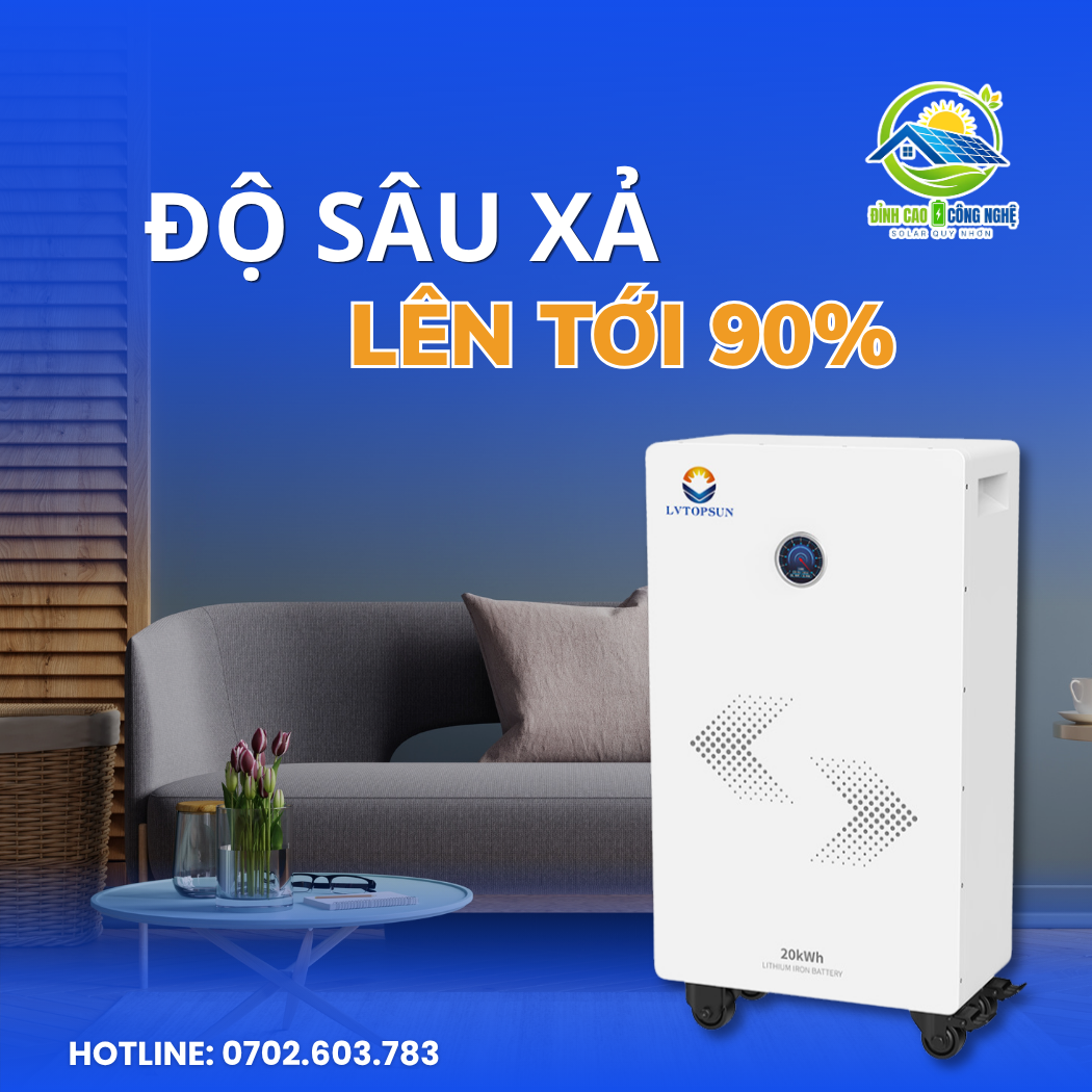 Độ sâu xả lên tới 90%
