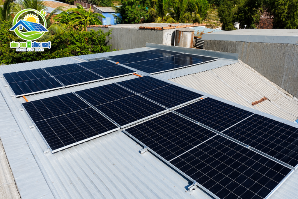 hệ thống điện mặt trời 9.7kwp cho cơ sở tôm đất cát tiến