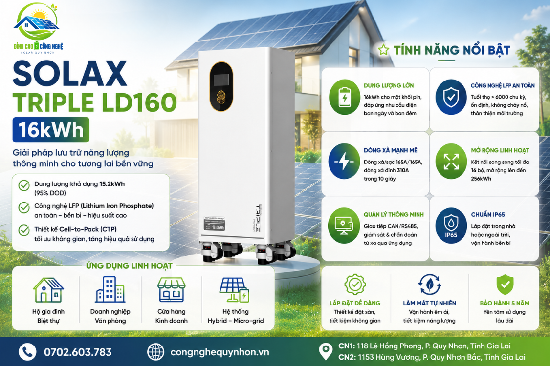 giới thiệu về pin lưu trữ solax triple ld160 16kwh