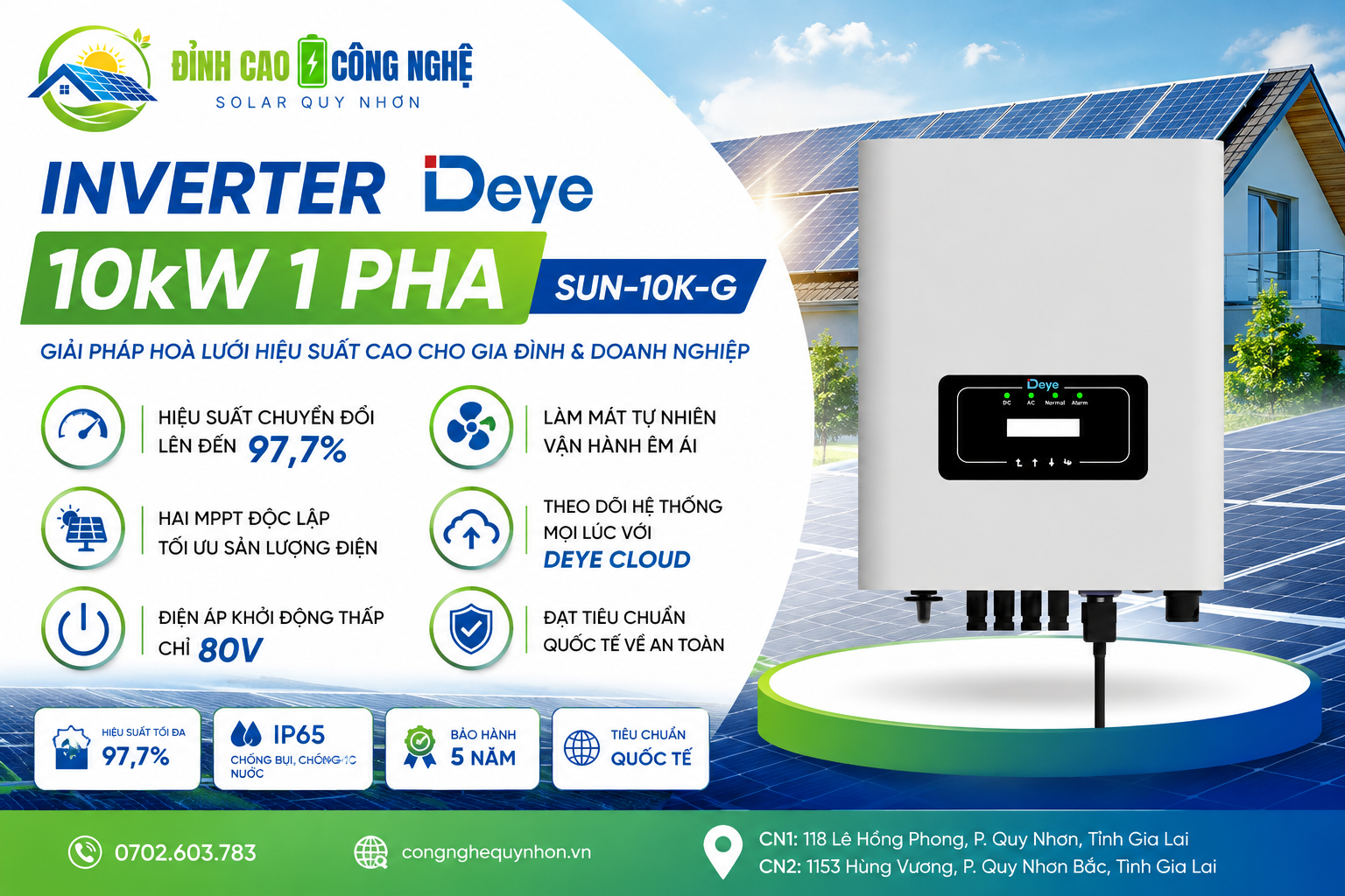 inverter deye 10kw 1 pha là gì
