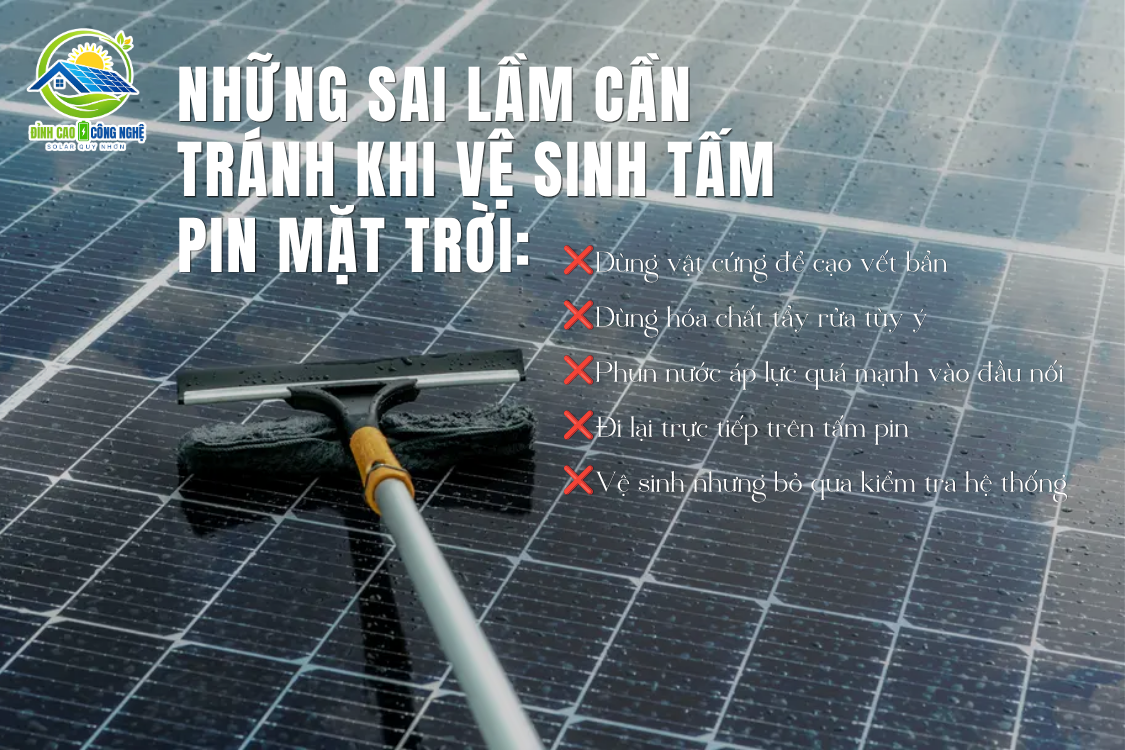 những sai lầm cần tránh khi vệ sinh tấm pin
