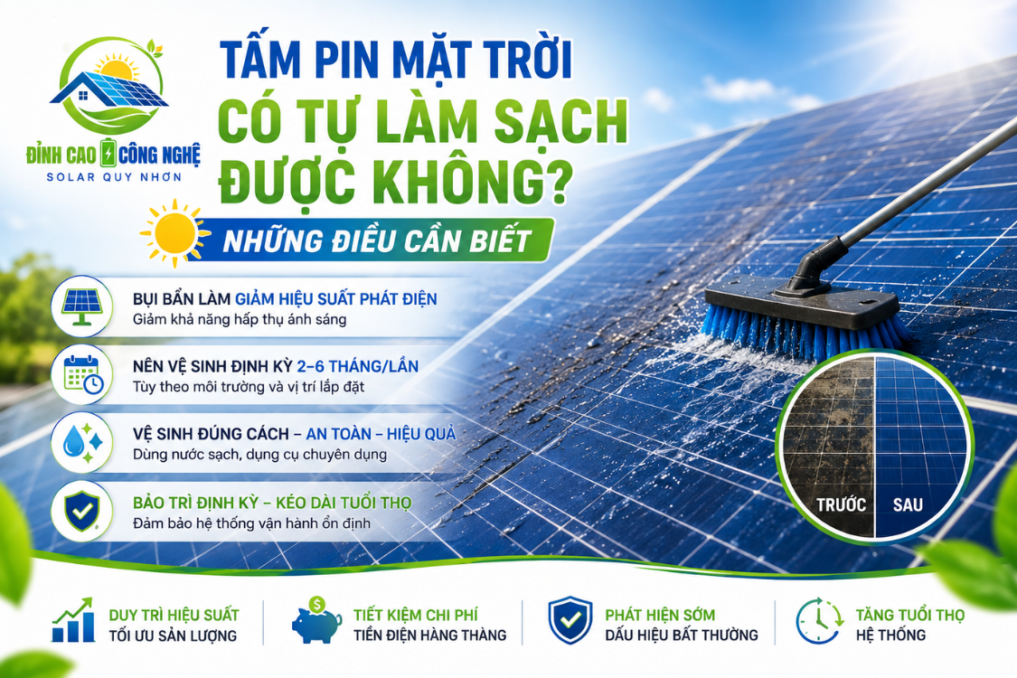 vệ sinh tấm pin năng lượng mặt trời bao lâu một lần