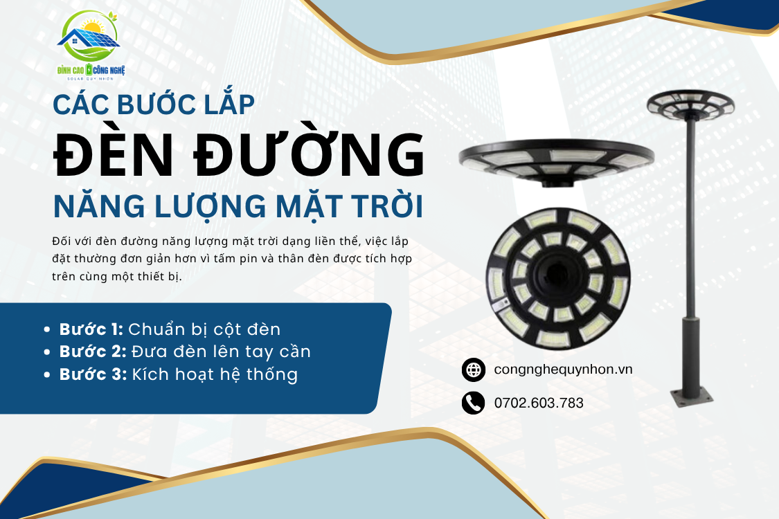 các bước lắp đèn đường năng lượng mặt trời